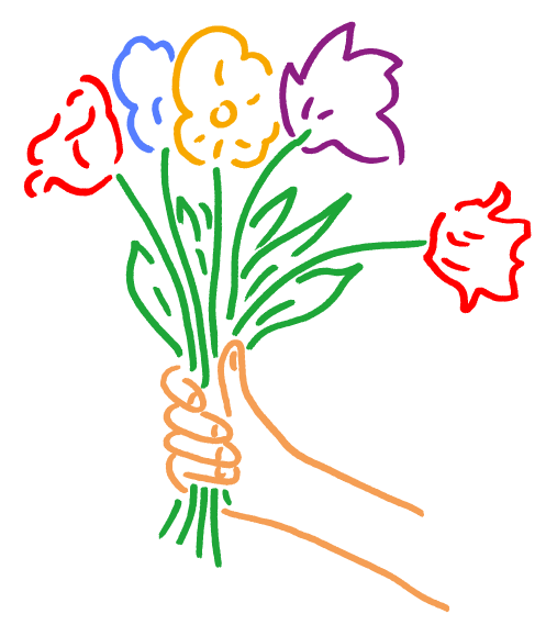 P hand-met-bloemen